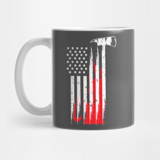 Firefighter Usa Flames And Axe Patriot Vintage Design Tee Mug